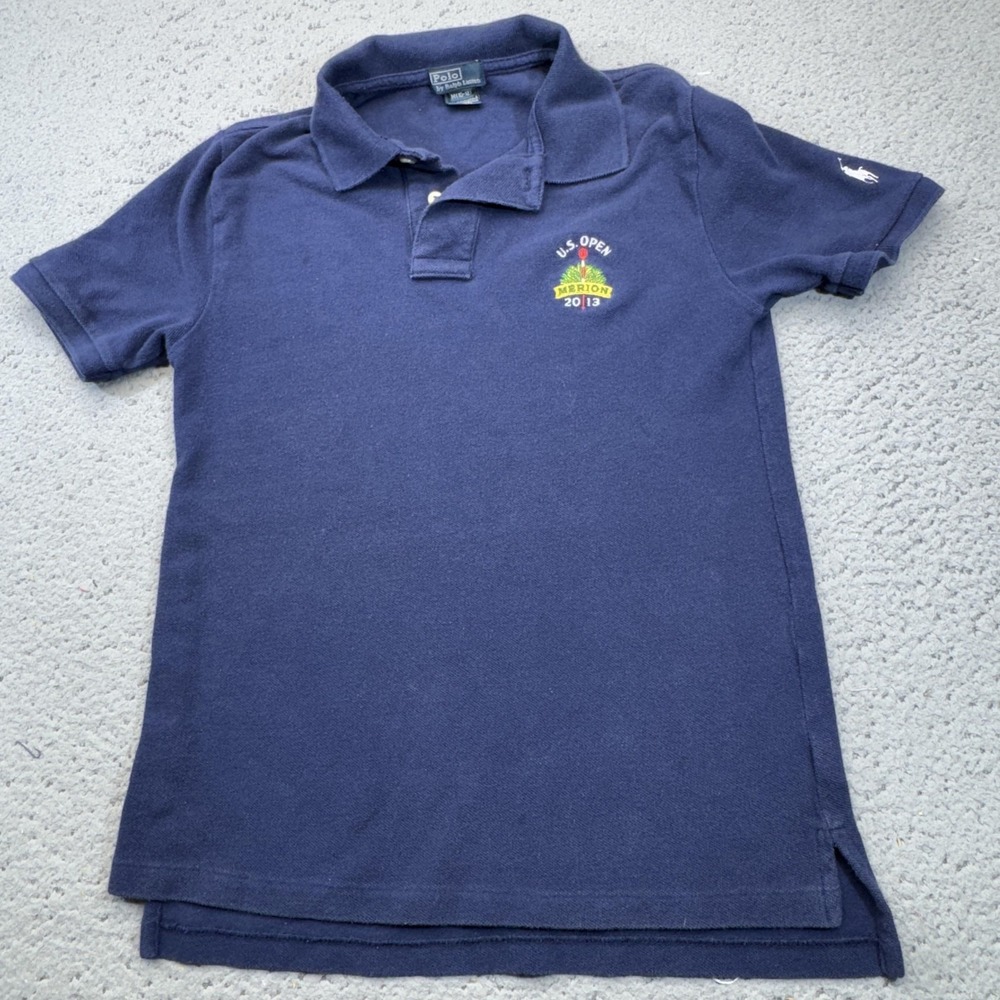 Polo Ralph Lauren Shirt Boys Medium Blue US Open 2013 Merion Golf Justin Rose